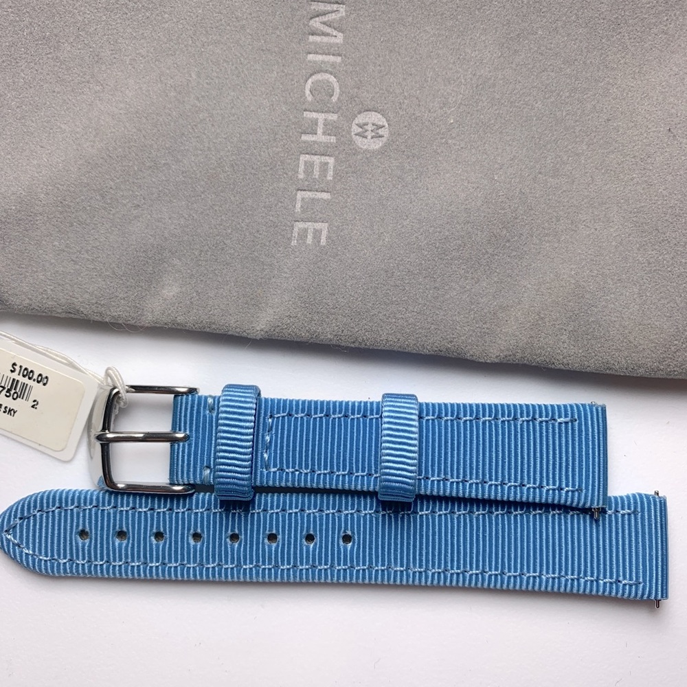NWT Michele 16 Grosgrain Band Strap light blue
